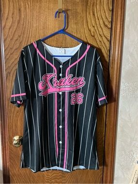 Kids' Black & Pink Baseball Jersey Top